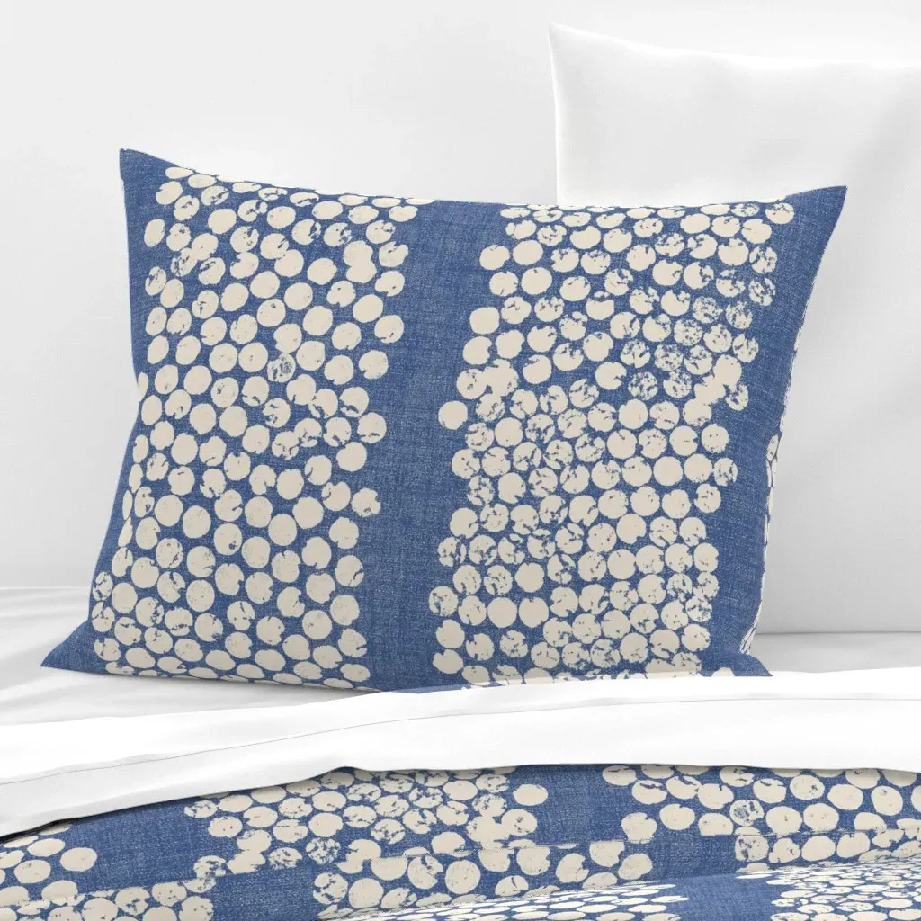 Cork Stamp Strips Vertical Standard Knife Edge Cushion - Blue, Cotton Sateen product