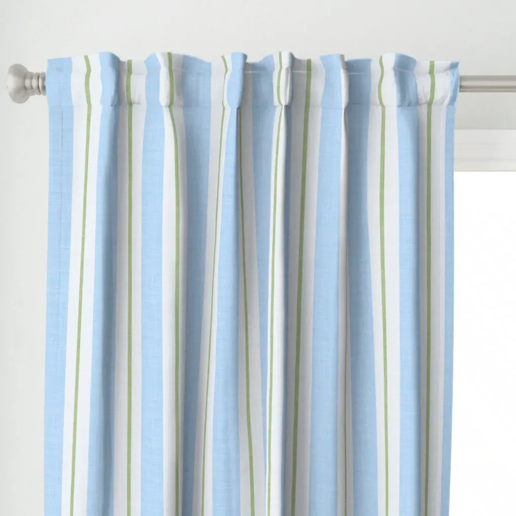 Cornflower Blue and Sage Curtain Panel - Blue alternate view