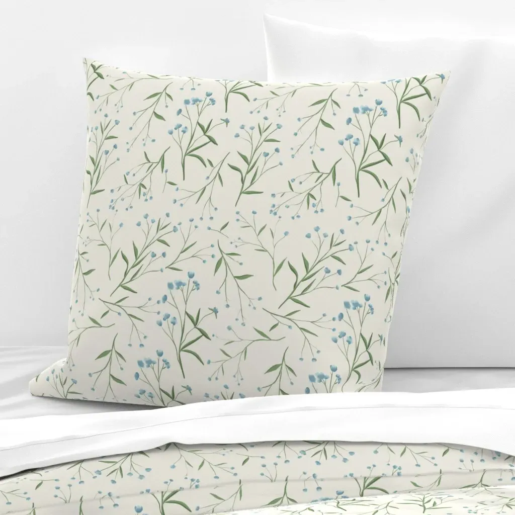 Cornflower Dove Ditsy Floral Euro Pillow Sham - Blue, White product