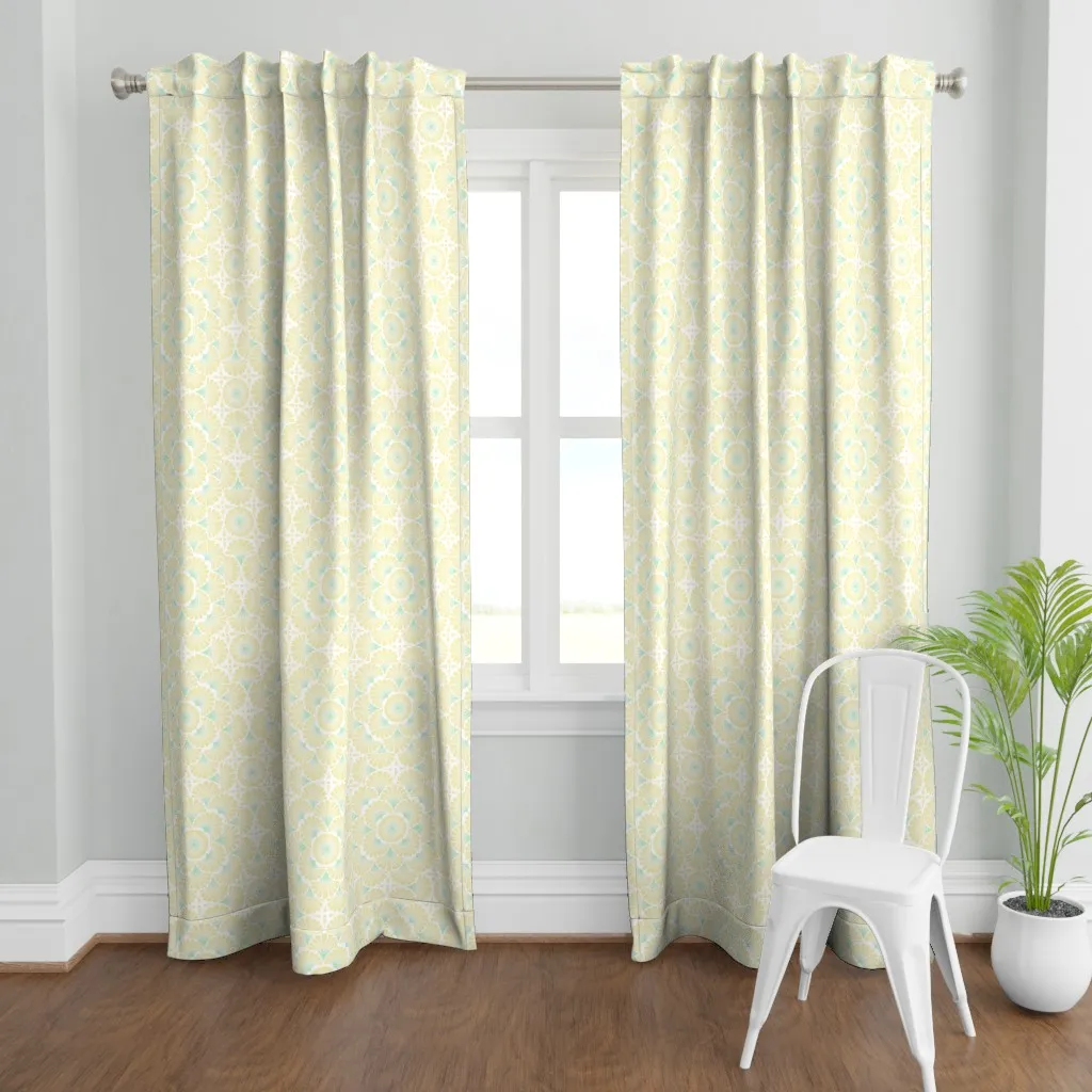 Cornflower Drawing Curtain Panel - Pale Yellow product