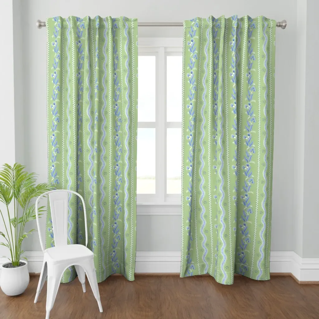 Cornflower On Spring Curtain Panel - Light Green product