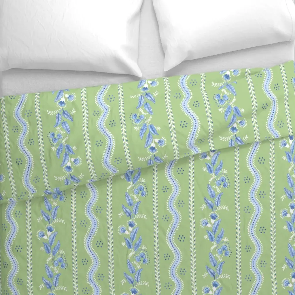 Cornflower On Spring Green Duvet Cover - Light Green alternate view