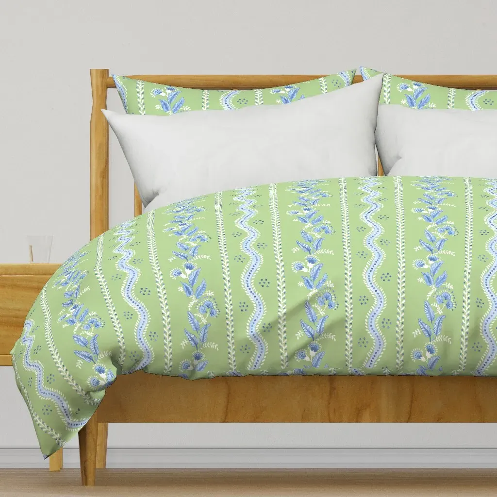 Cornflower On Spring Green Duvet Cover - Light Green product