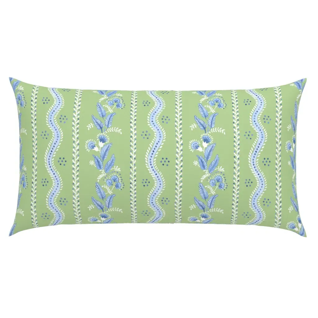 Cornflower On Spring Green Emma Stripe King Pillow Sham - Light Green product