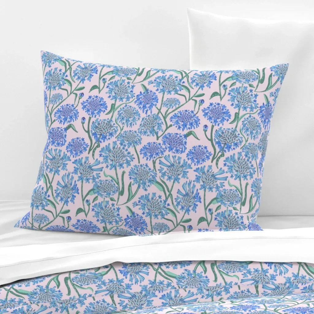 Cornflowers In Crayon Standard Knife Edge Cushion - Blue, Cotton Sateen product