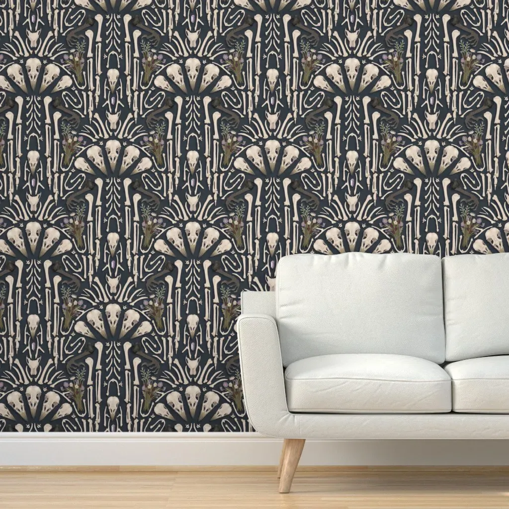 Corvid Bones Art Deco Geometric Peel and Stick Wallpaper - Off-White product
