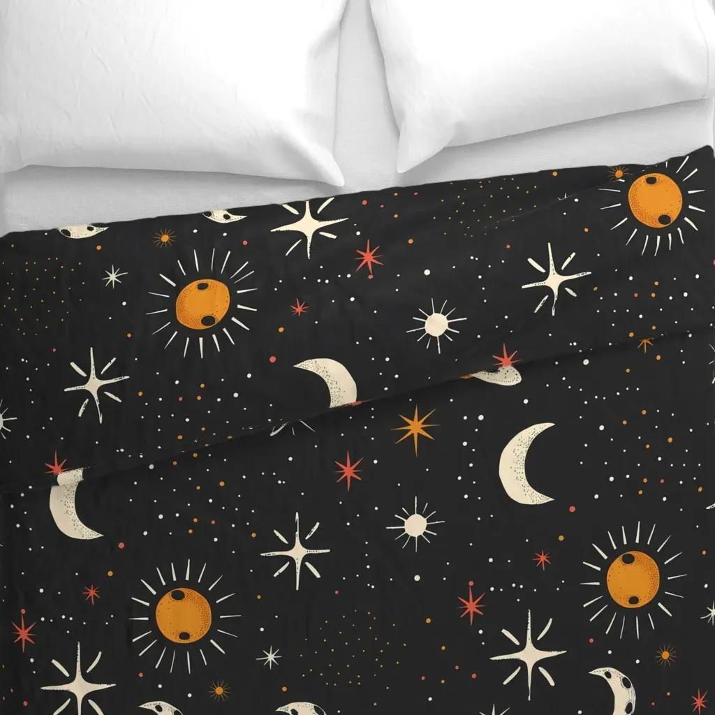 Cosmic Night Sky Duvet Cover - Orange alternate view