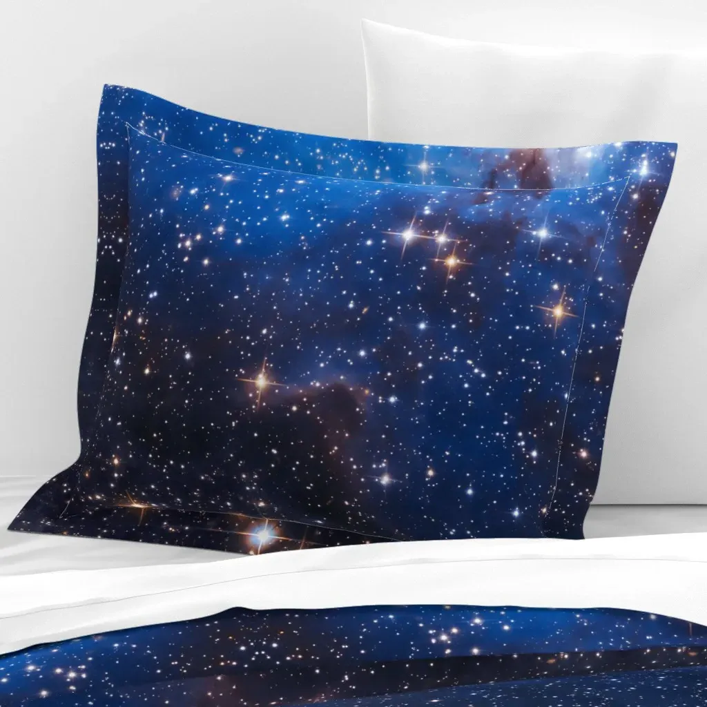 Cosmos Standard Flanged Pillowcase - Blue, Cotton Sateen product