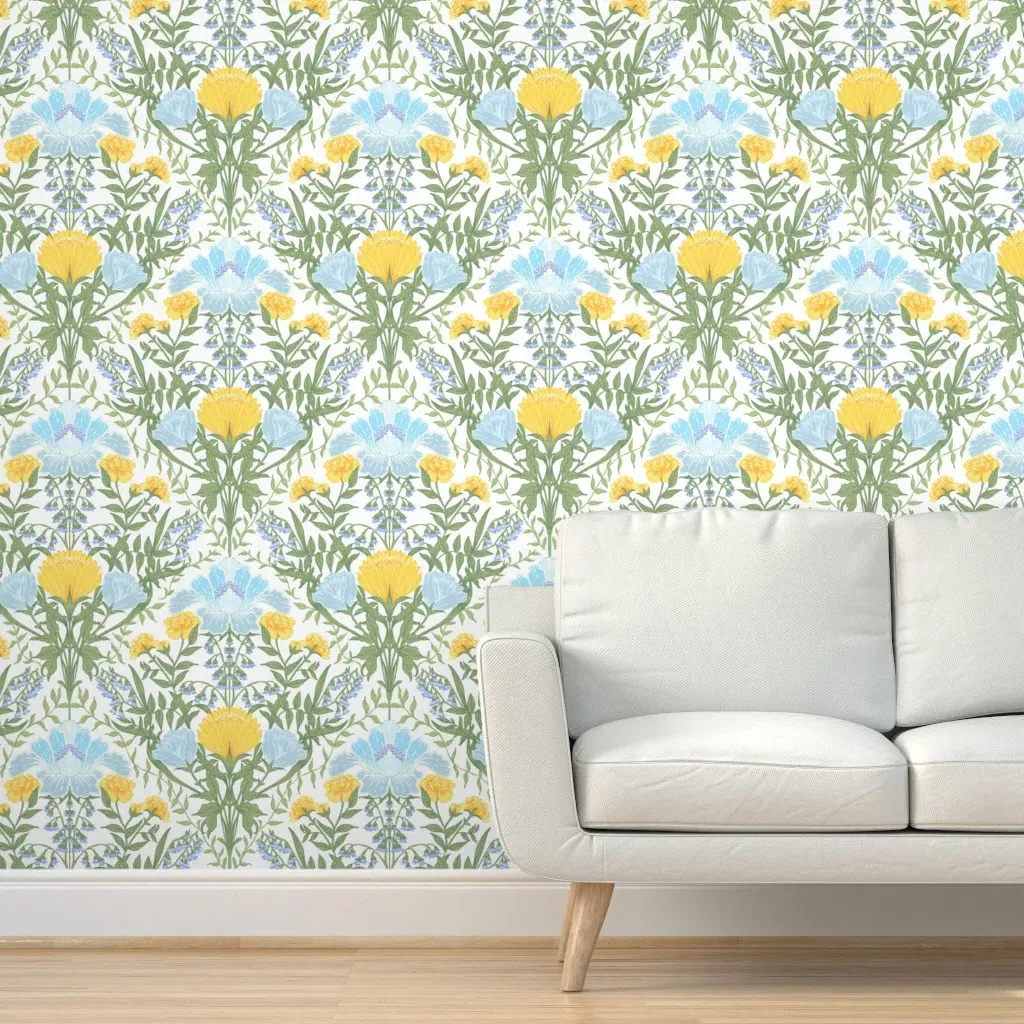 Cottage Blooms Peel and Stick Wallpaper - Light Blue product