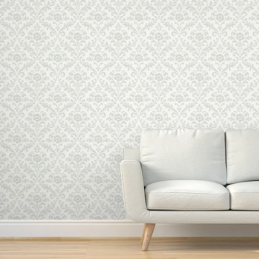 Cottage Damask Peel and Stick Wallpaper - Sea Salt Light Green product