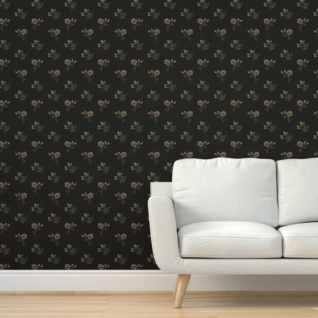 Cottage Garden Bouquet Peel and Stick Wallpaper - Charcoal, Beige product