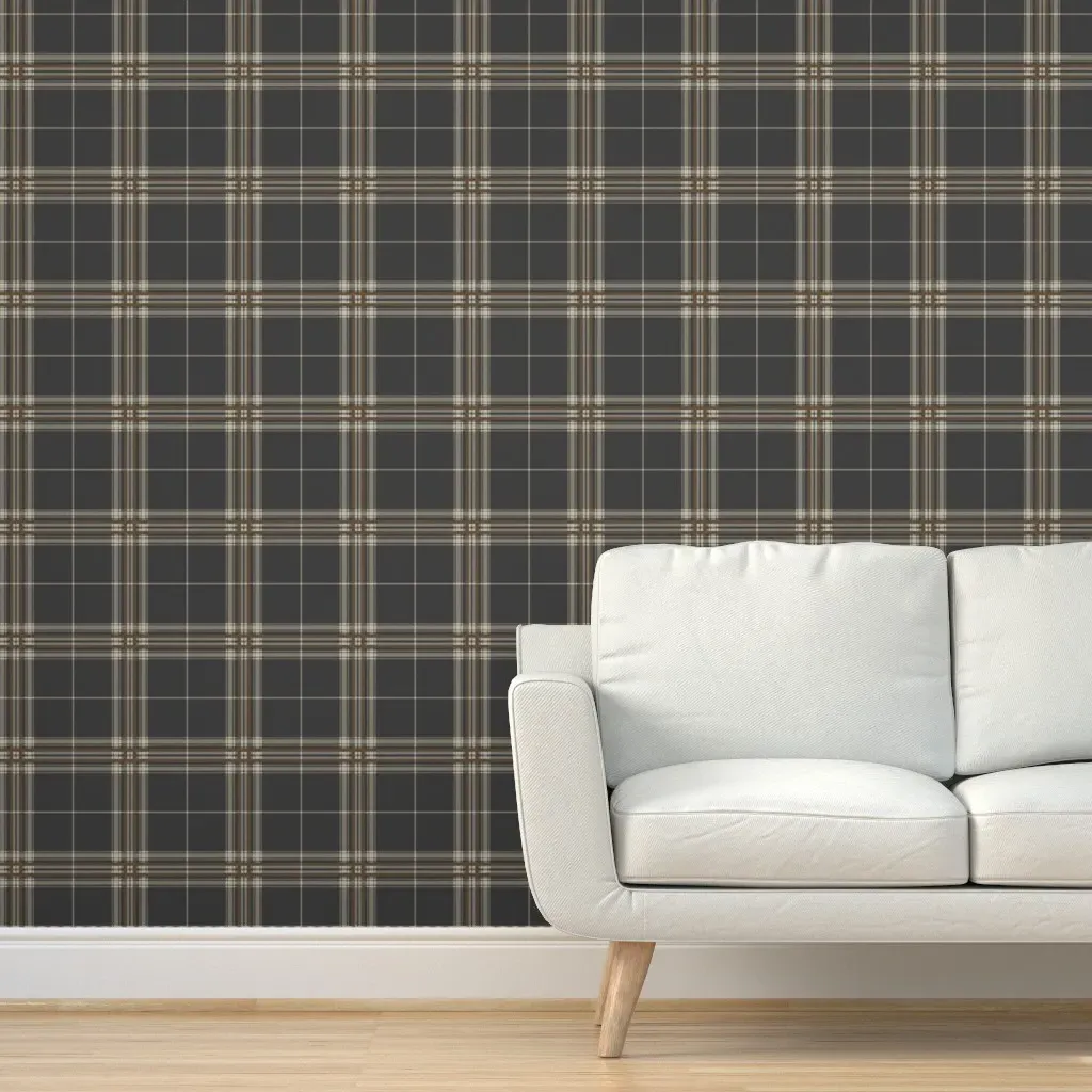 Cottage Plaid Peel and Stick Wallpaper - Dark Grey product
