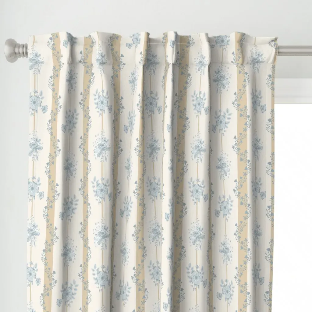 Cottagecore Floral Curtain Panel - Blue alternate view
