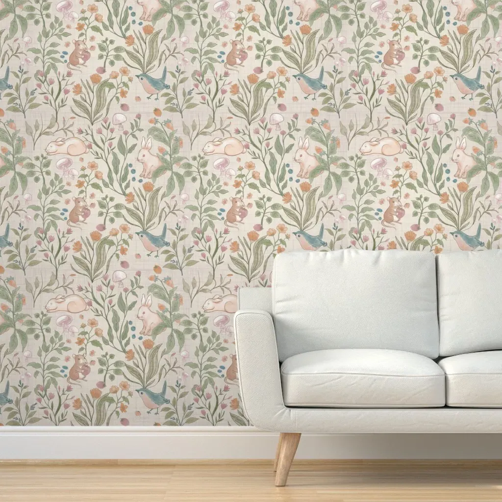 Cottagecore Garden Peel and Stick Wallpaper - Peach product
