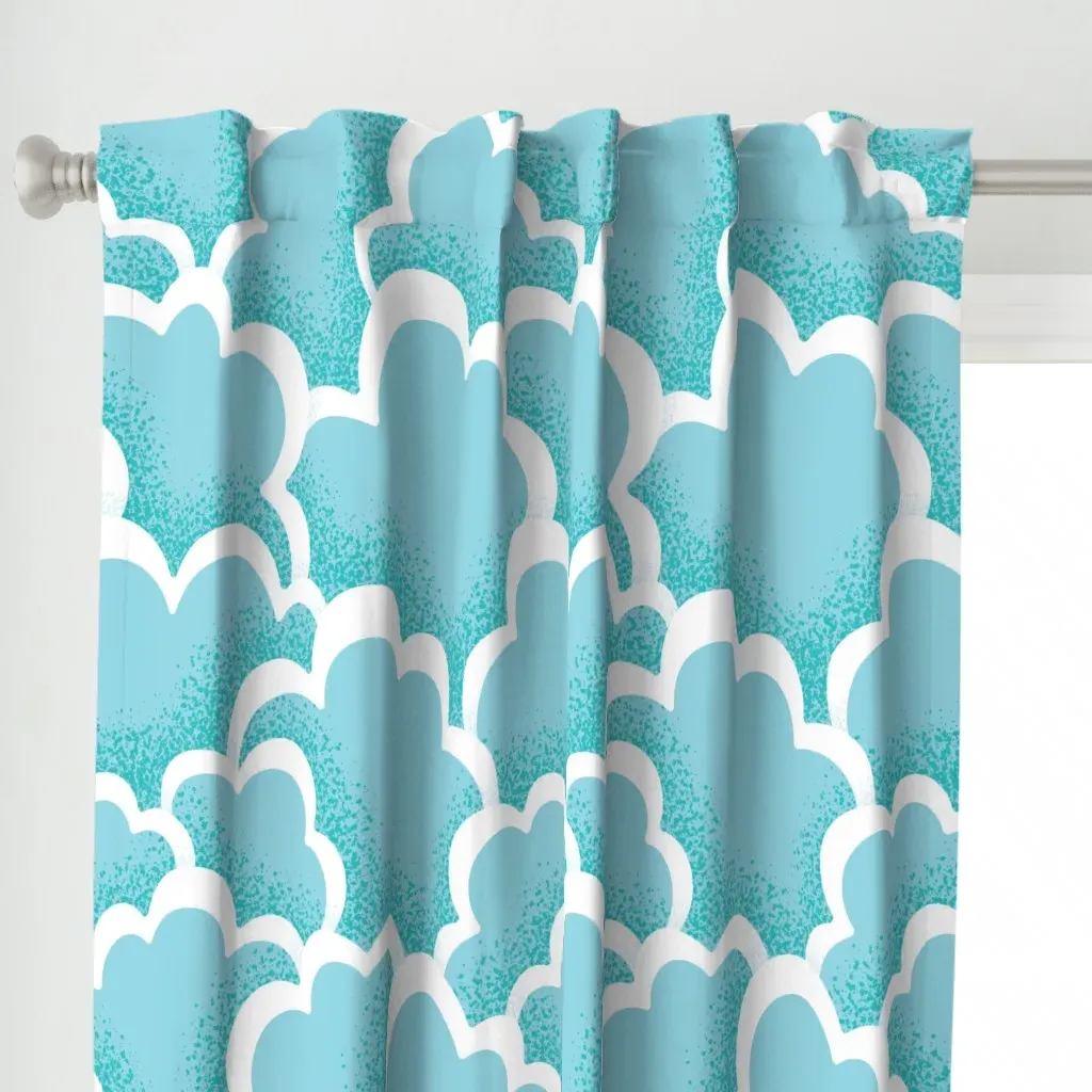 Cotton Candy Clouds Curtain Panel - Aqua alternate view