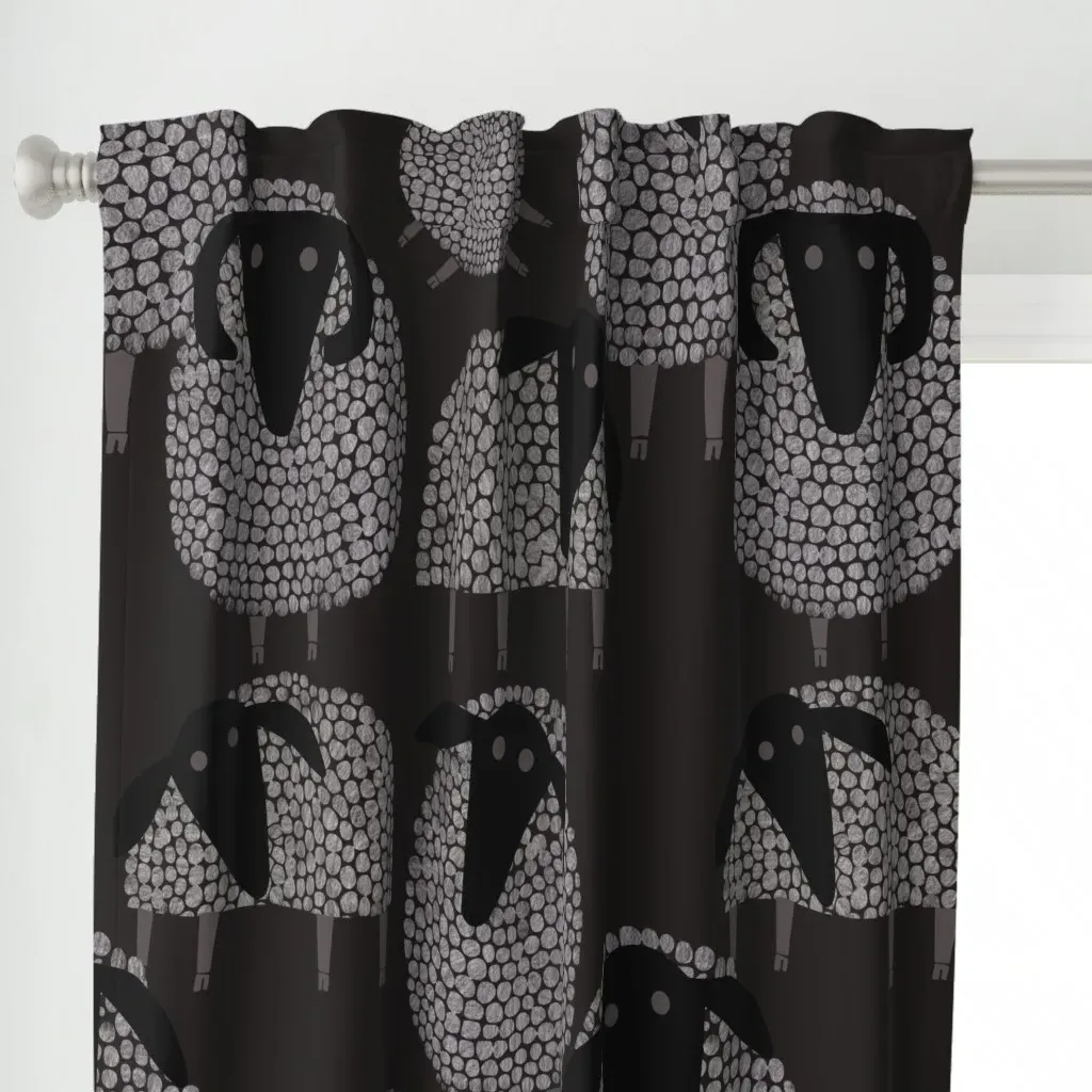 Counting Sheep Curtain Panel - Light Gray alternate view