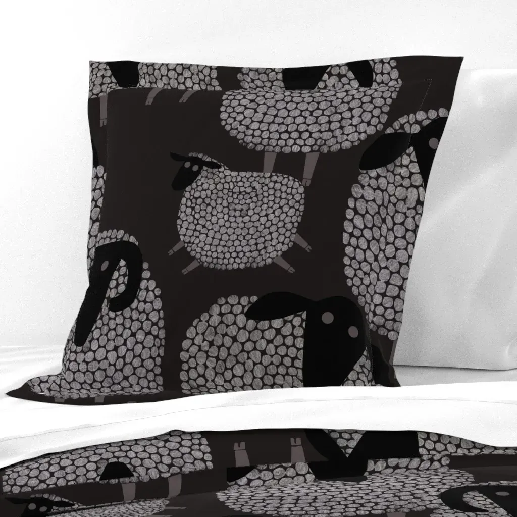 Counting Sheep Euro Pillow Sham - Light Gray product