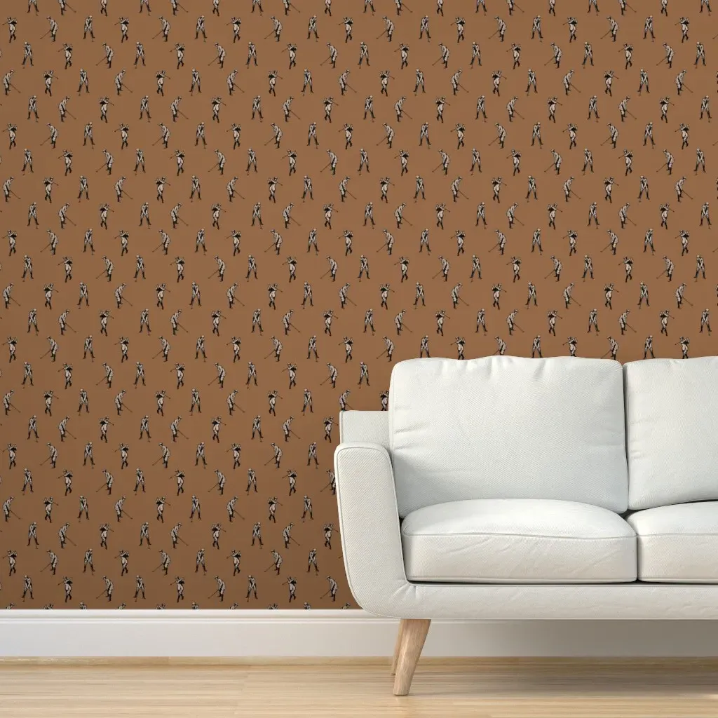 Country Club Golf Players Peel and Stick Wallpaper - Beige product
