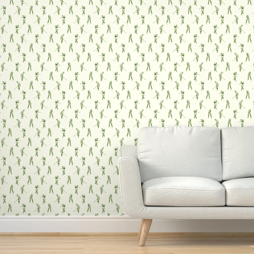 Country Club Golf Players Peel and Stick Wallpaper - Green product