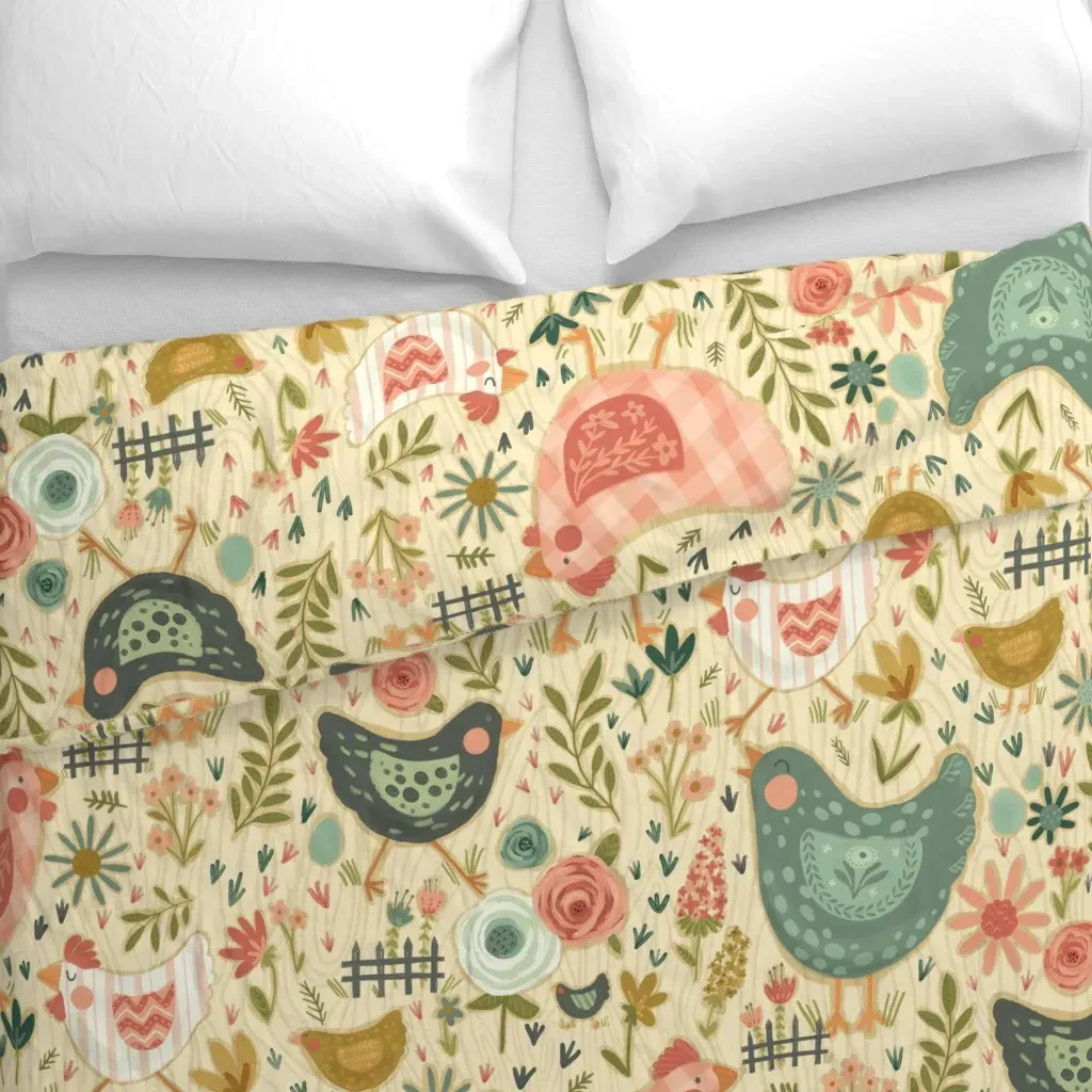 Country Cottage Chickens Duvet Cover - Pink alternate view