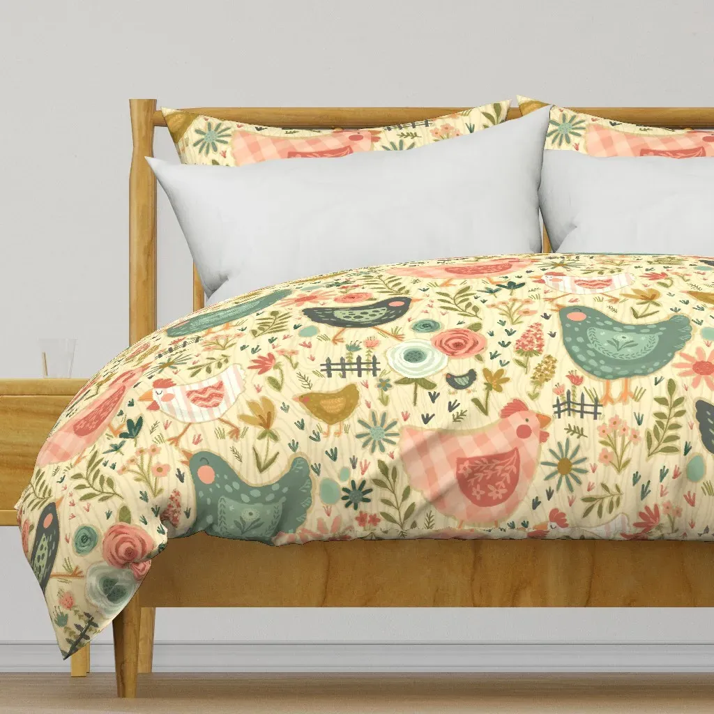 Country Cottage Chickens Duvet Cover - Pink product