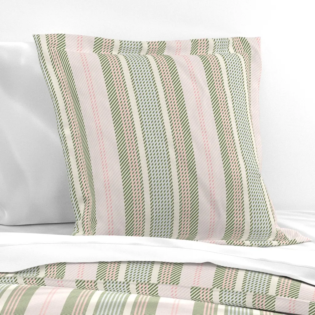 Country Cottage Plaid Stripes Euro Pillow Sham - Off-White product