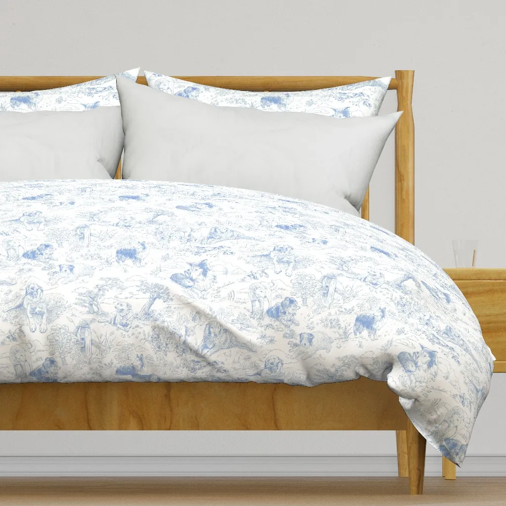 Country Dogs Toile Duvet Cover - Light Blue product