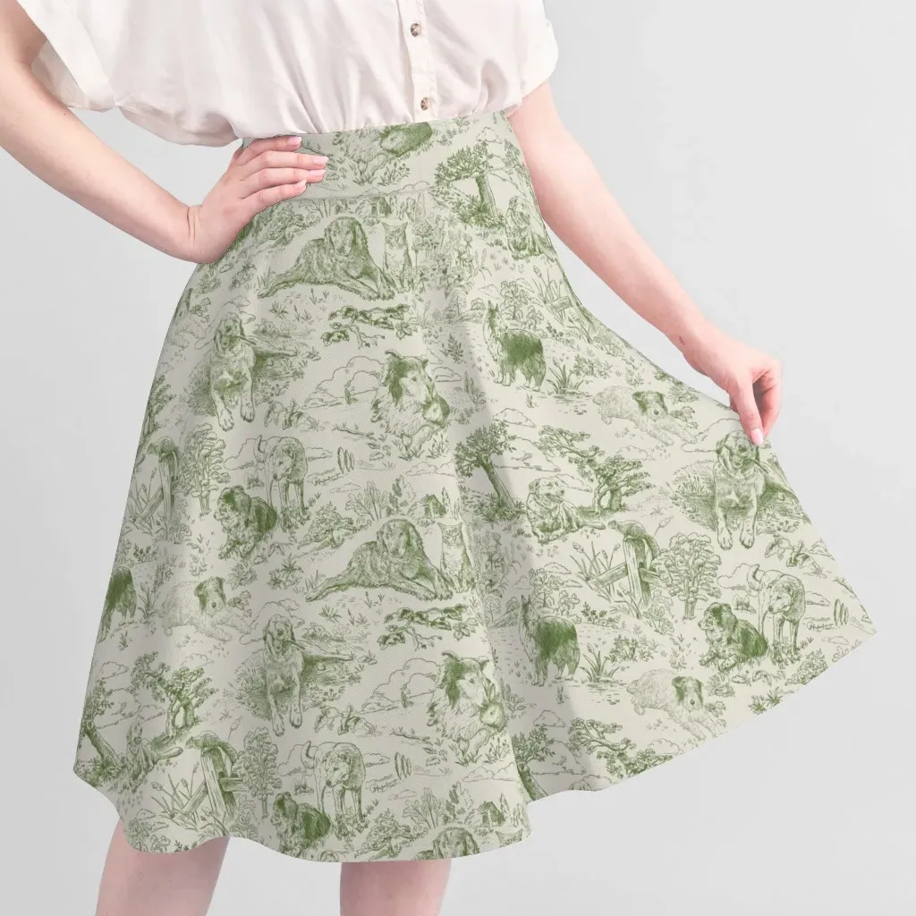 Country Dogs Toile Pique Fabric Yardage - Sage Green alternate view