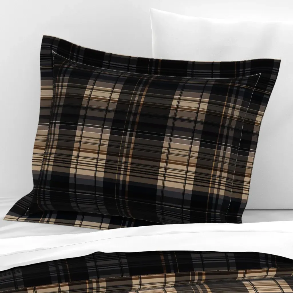 Country Estate Black Tartan Plaid Wallpaper - Dark Brown, Cotton Sateen product