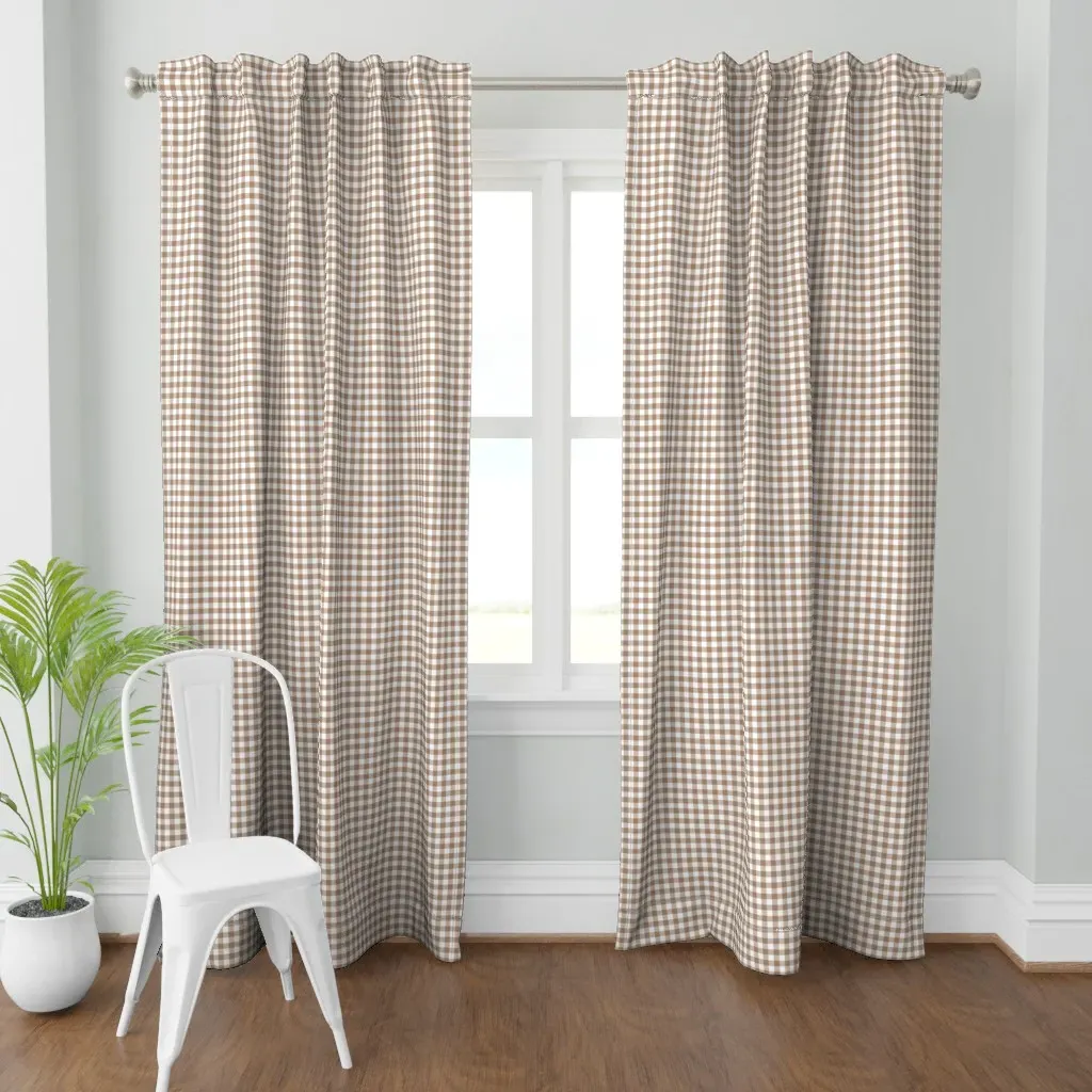 Country Gingham Curtain Panel - Taupe product