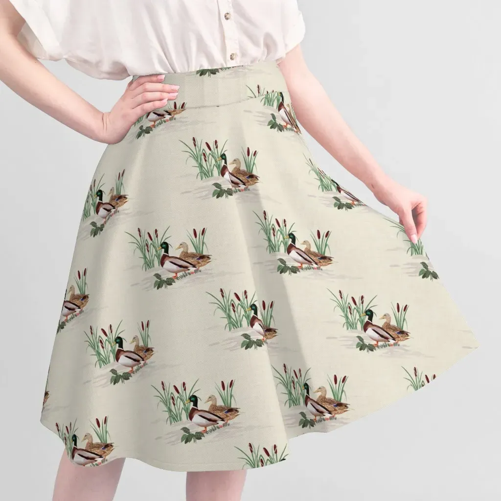 Country Mallard Duck Print Fabric Medium Scale - Beige, Pique alternate view
