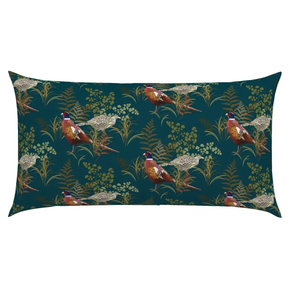 Country Pheasant King Pillow Sham - Teal, Multi-Colour product