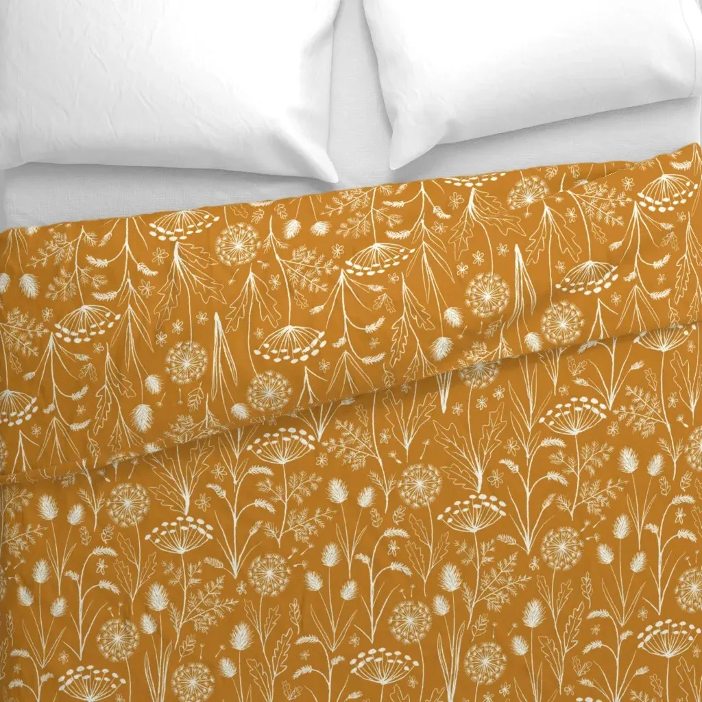 Country Roadside Weeds Duvet Cover - White alternate view