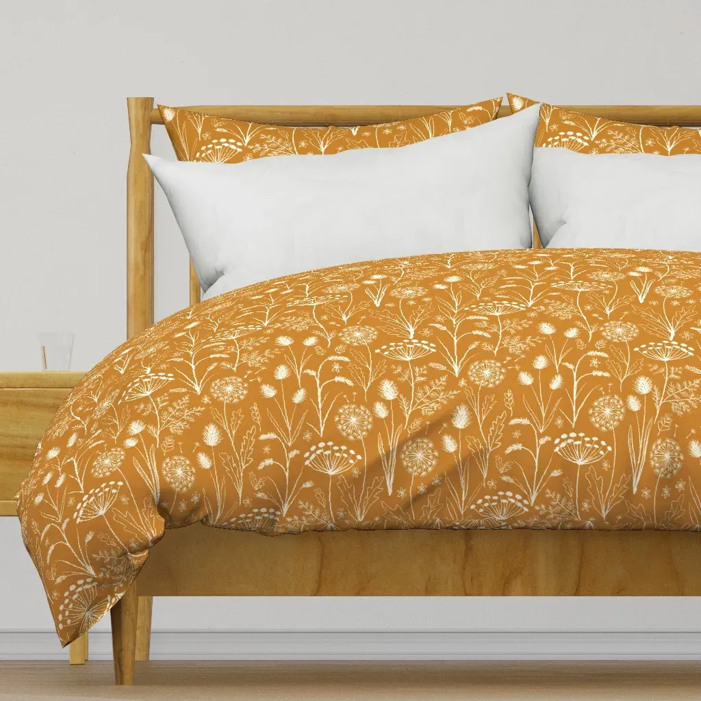 Country Roadside Weeds Duvet Cover - White product