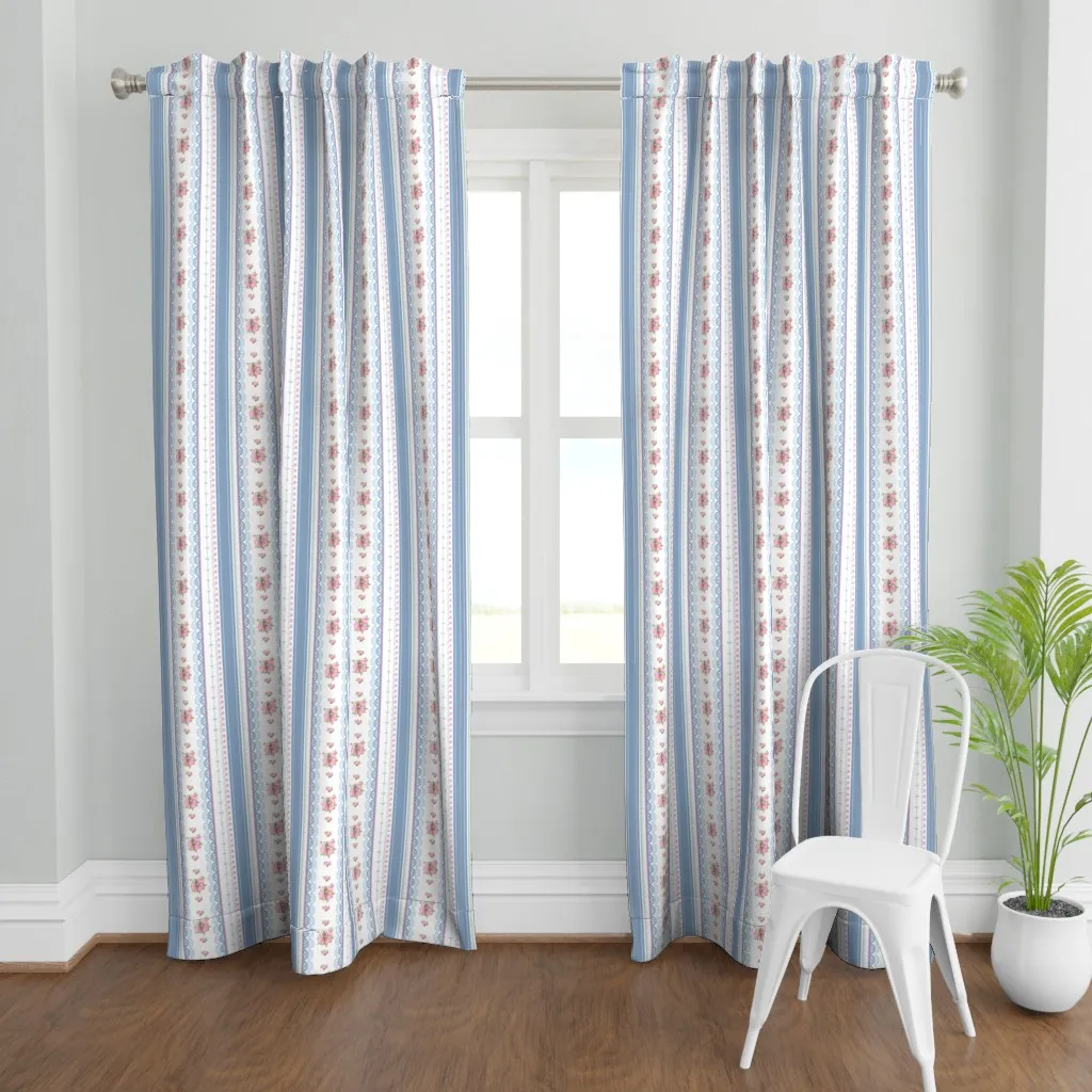 Country Scallop Rose Curtain Panel - Blue product