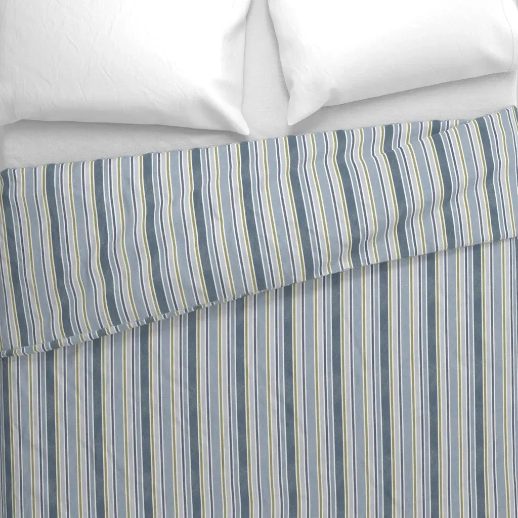 Country Stripe Duvet Cover - Dusty Blue alternate view