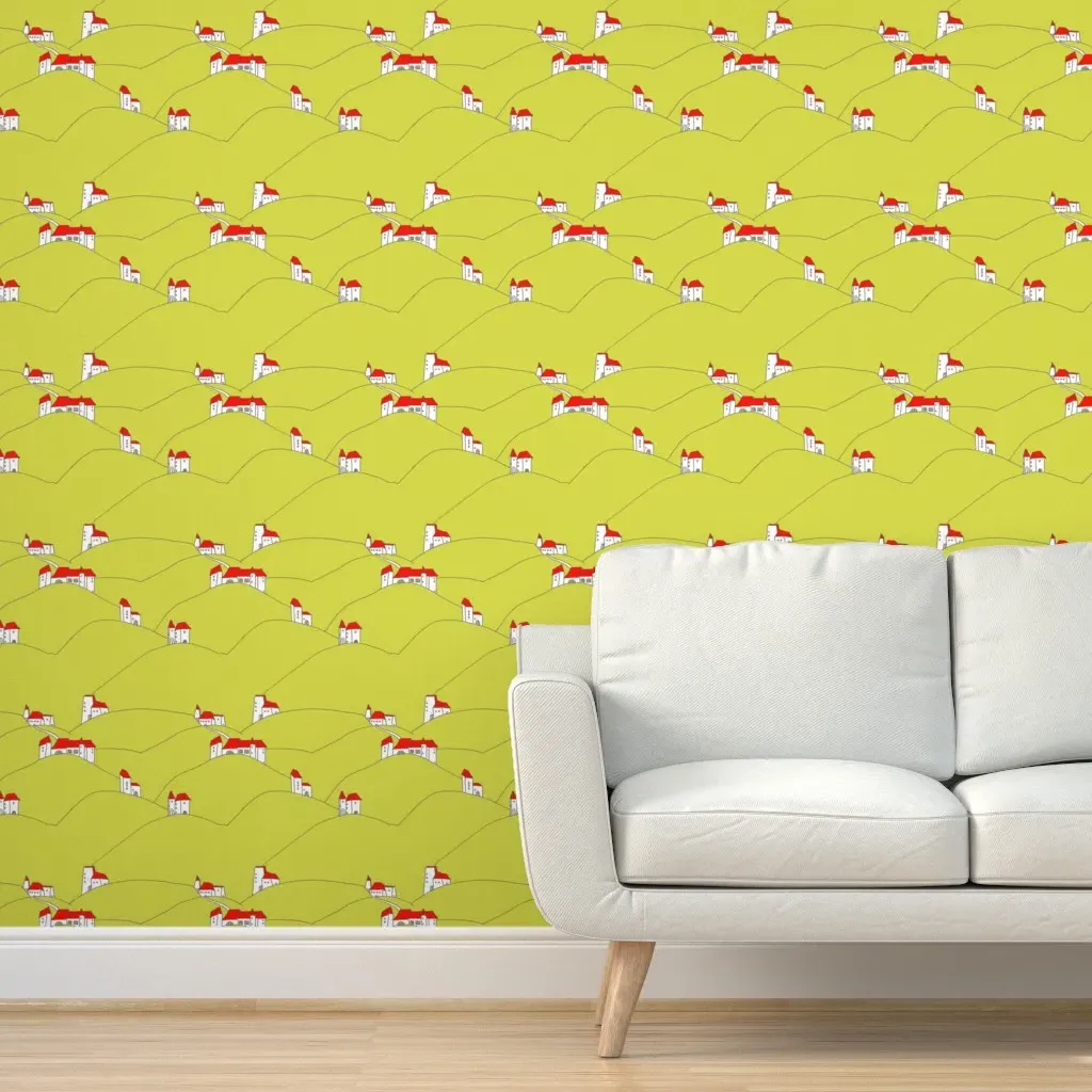 Countryside Architecture Peel and Stick Wallpaper - Yellow product