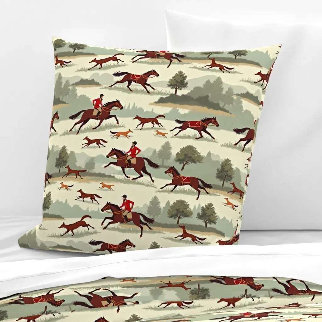 Countryside Fox Hunt Euro Pillow Sham - Brown product