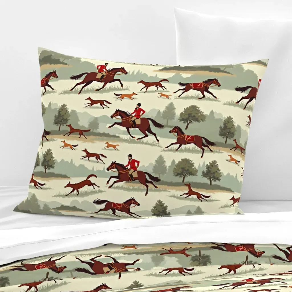 Countryside Fox Hunt Standard Knife Edge Cushion - Brown, Cotton Sateen product