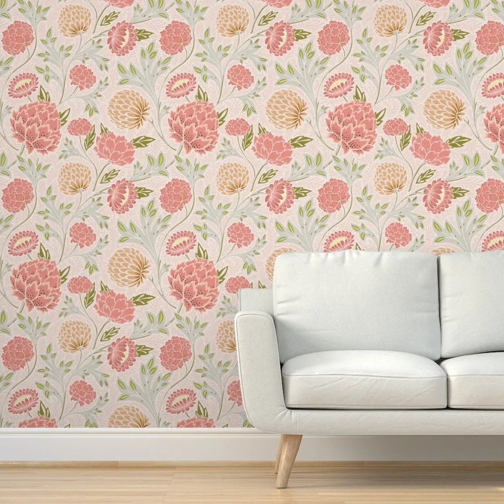 Countryside Garden Peel and Stick Wallpaper - Dusty Rose product