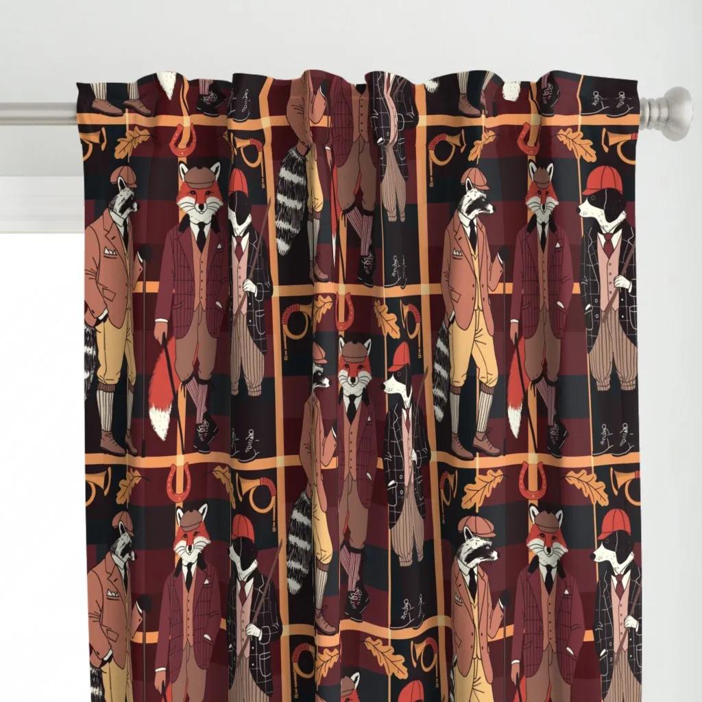 Countryside Hunt Club Curtain Panel - Brown alternate view