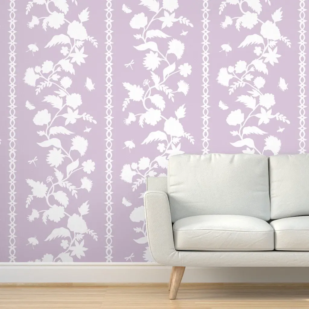 Courtney Block Print Peel and Stick Wallpaper - Off White on Lilac product