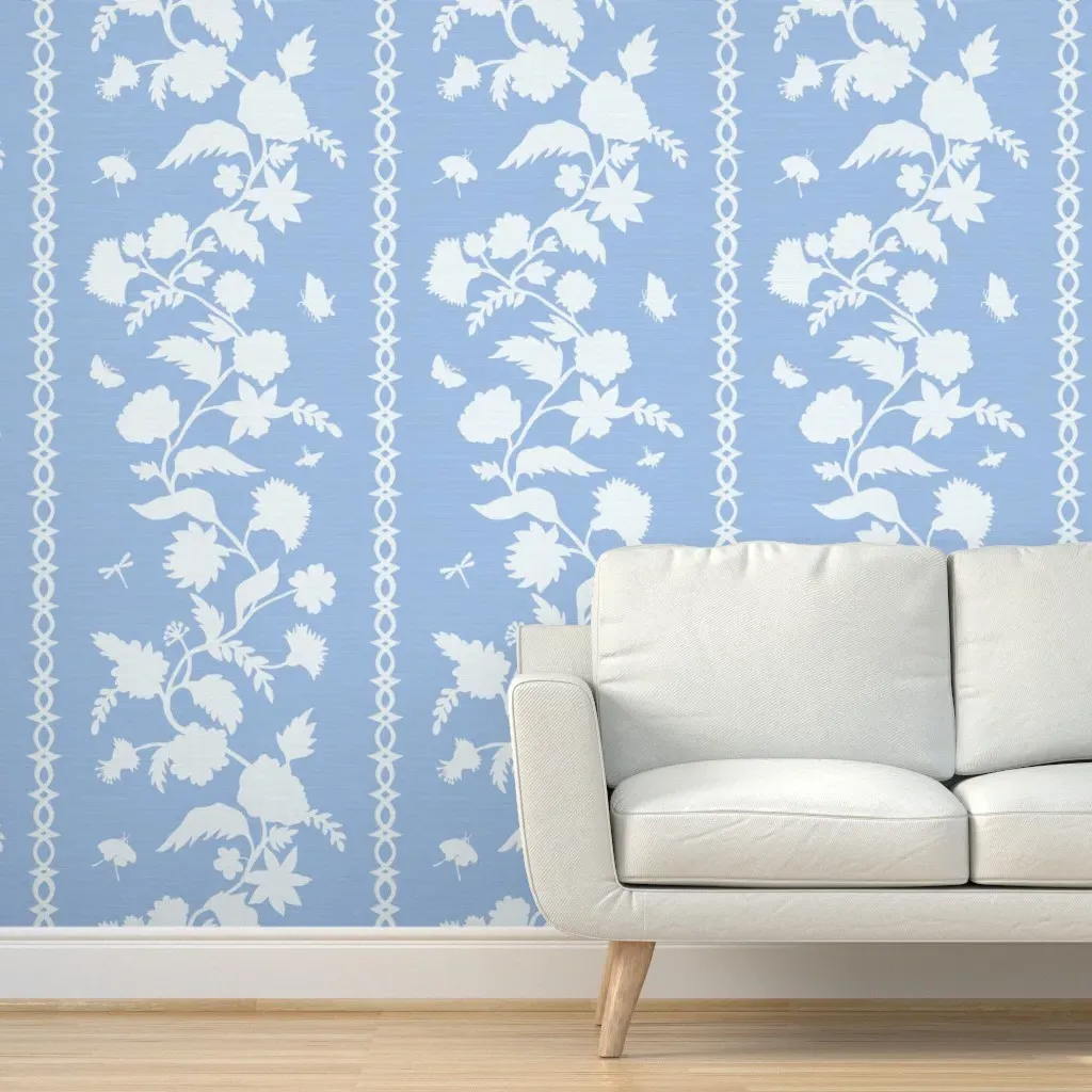 Courtney Block Print Peel and Stick Wallpaper - White, Grasscloth Texture product