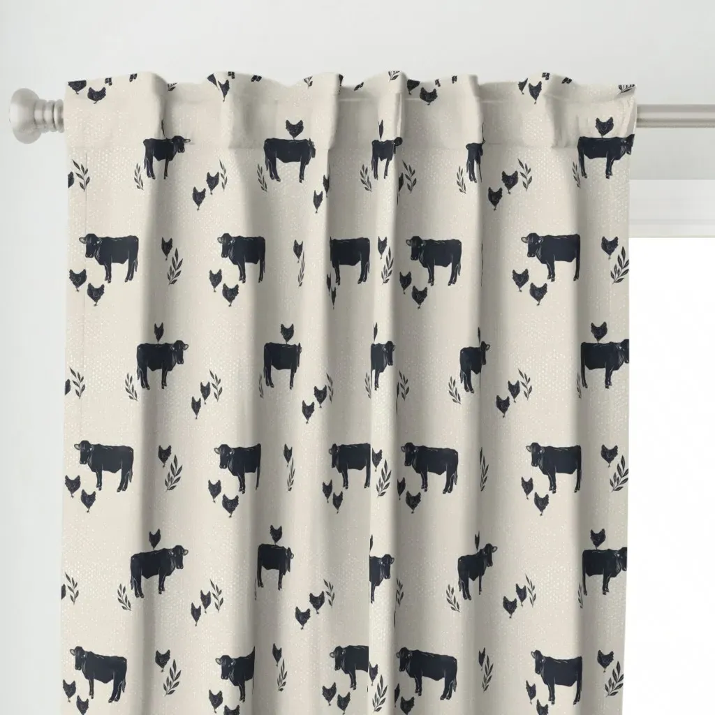 Cow And Chicken Besties Curtain Panel - Dark Gray, Navy alternate view