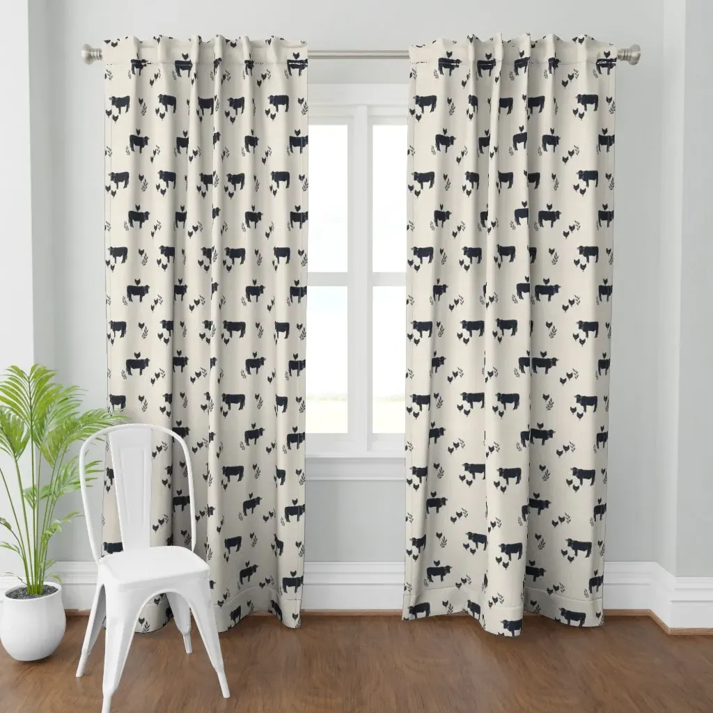 Cow And Chicken Besties Curtain Panel - Dark Gray, Navy product