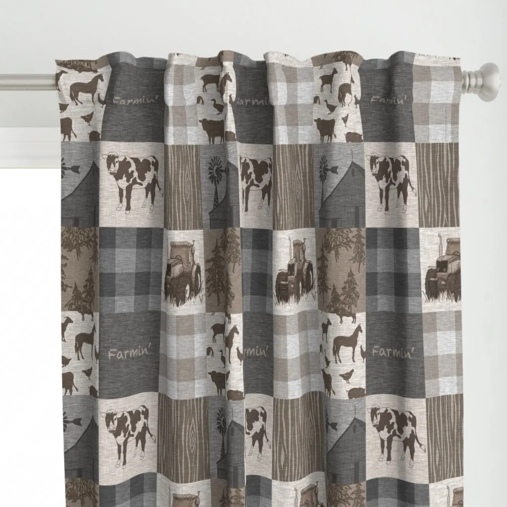 Cow Farming Curtain Panel - Gray alternate view