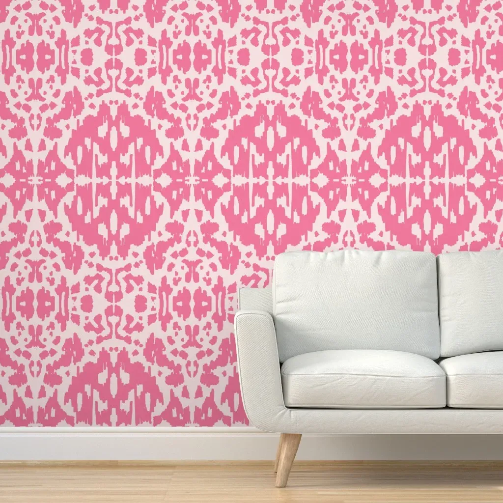 Cow Ikat Peel and Stick Wallpaper - Hot Pink product