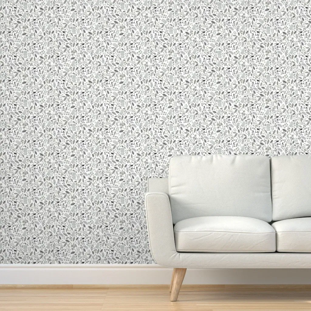 Cow In The Foliage Peel and Stick Wallpaper - Gray, Beige product