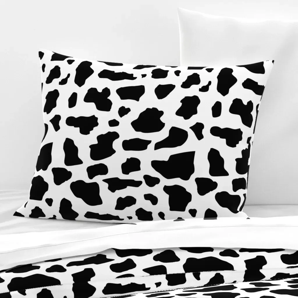 Cow Print Standard Knife Edge Cushion Cover - Black, Cotton product