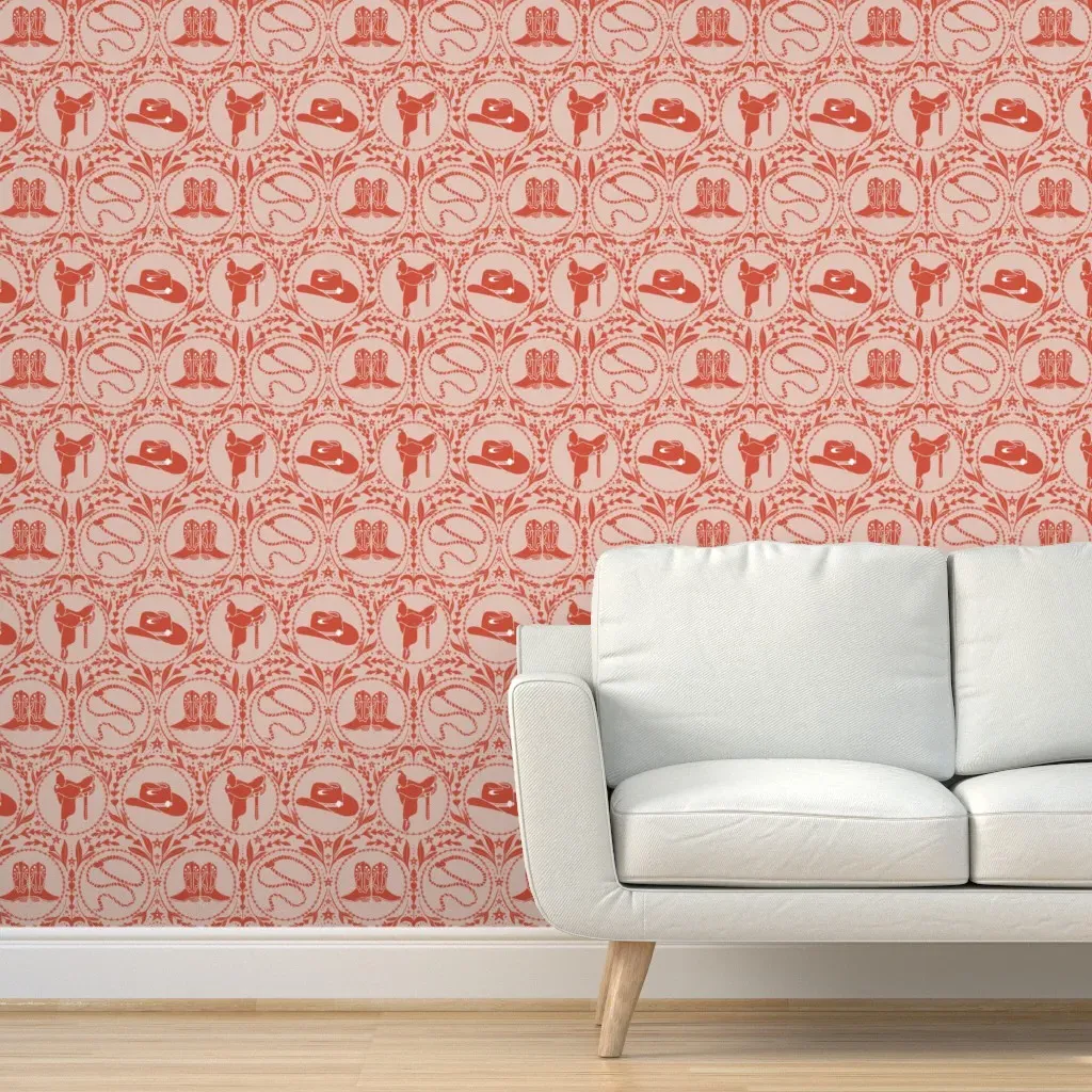 Cowboy Print Large Peel and Stick Wallpaper - Terracotta product